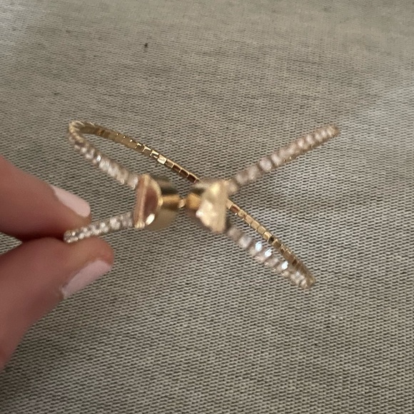 Gold with diamond X cuff bracelet - Picture 7 of 7